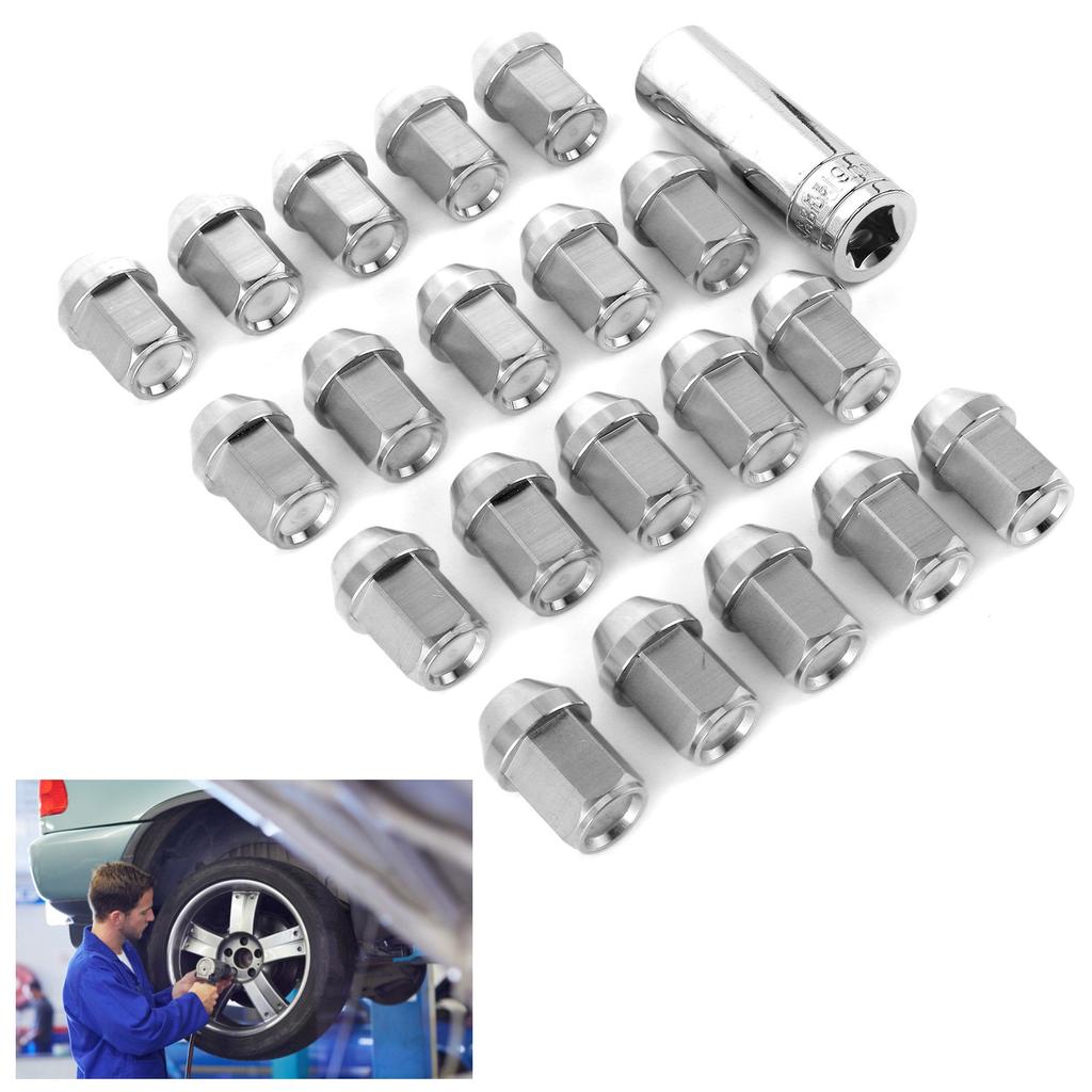 20pcs Stainless Steel Wheel Lug Nuts M12x1.5 Thread Universal Auto Car Accessories