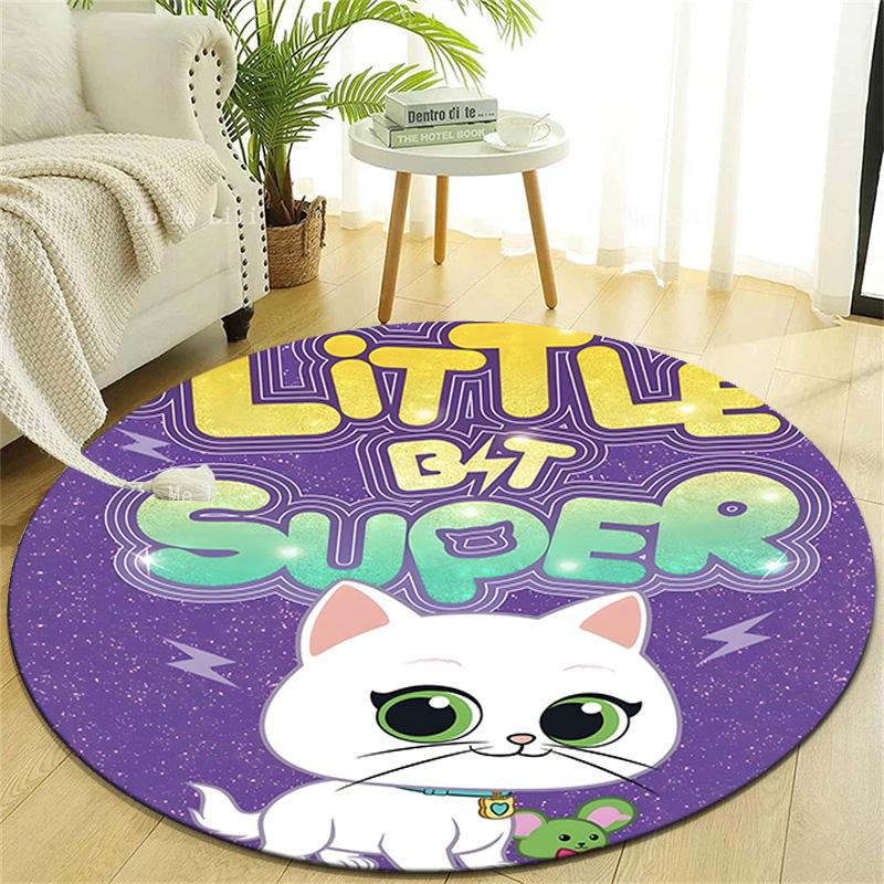 1pc Super Kitties Adventures1 Design Printed Area Round Carpet for Bedroom Living Room Home Decor Rugs Mat Non Slip Mat Rug for Bedside