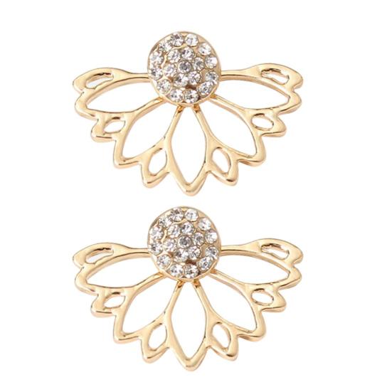 Women Fashion Shiny Rhinestone Hollow Out Ear Jacket Stud Earrings Jewelry Gift