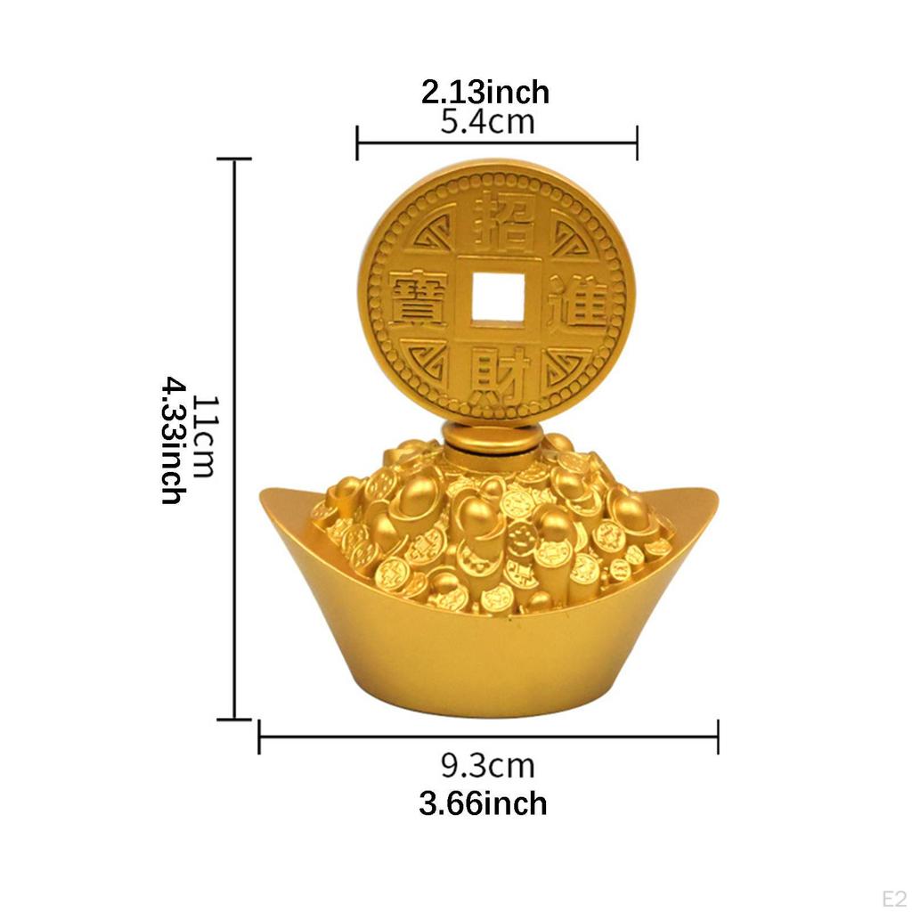 Kinesisk Yuan Bao Staty Skrivbordsdekoration Roterbar Miniatyr Gul Tacket Figur för Entré Hem