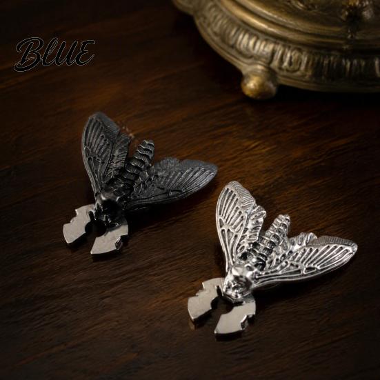 Gothic Theme Party Outfit Accessories Vintage Moth Button Covers Skull Snap On Shirt Dark Grunge Style Clothing Hardware Metal Cufflinks for