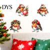 Watercolor Bird Wall Decals Christmas Sticker, Cute with Wreath/Scarf/Hat/Ear Warmer, PVC Waterproof Self Adhesive Stickers Window for Holiday