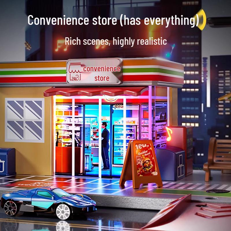 Kids' Pretend Play Gas Station & Convenience Store Toy Set, Ages 3-6, Children's Day Gift