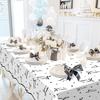Avezano 3 pcs Black Bow Tablecloths 108 x 54 inch Bow Birthday Decorations Black and White Coquette Plastic Table Cover Disposable Bachelorette Party