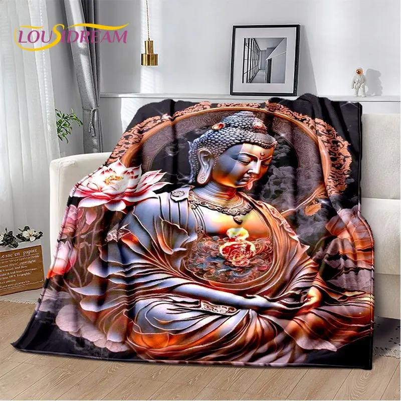 Manta de felpa suave de Buda Sakyamuni budismo fe religión, manta de franela para sala de estar, dormitorio, cama, sofá, oración