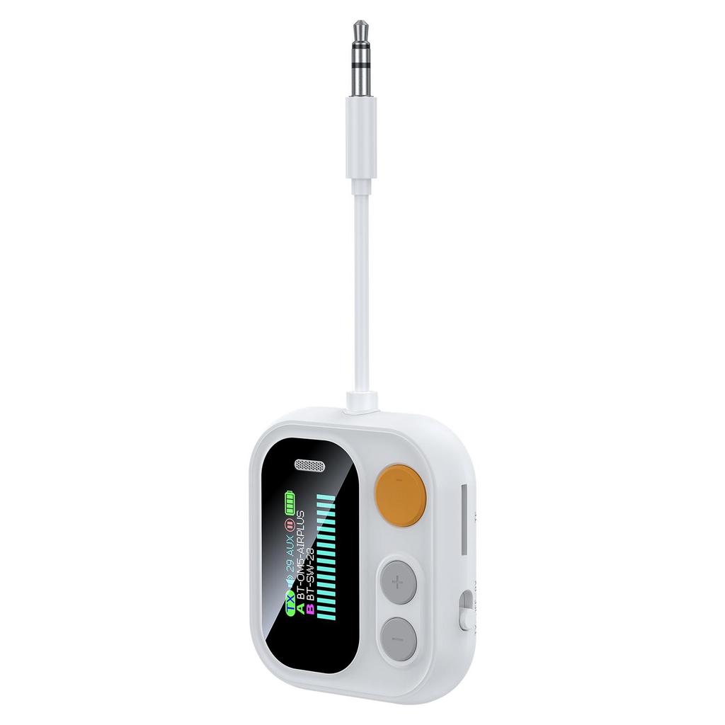 2 In 1 Bluetooth 5.4 Audio Transmitter Receiver Color Screen 3.5MM TF/AUX Stereo Music Wireless Audio Adapter for Car/Home/Airplane Support TF Card