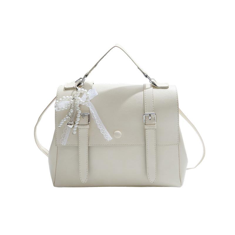 Retro preppy style large-capacity handbag women's 2025 summer new Korean version solid color backpack textured messenger bag