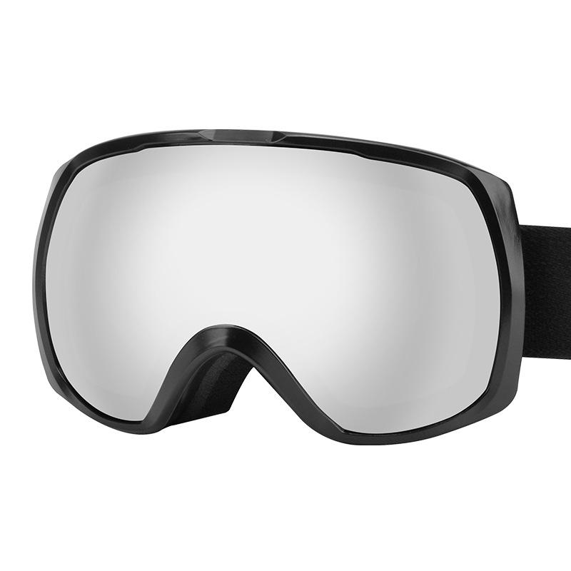 

Anlorr New spherical ski goggles for adults, anti-fog, clip-on, suitable for myopia, windproof goggles, snow equipment7085 Black frame silver piece