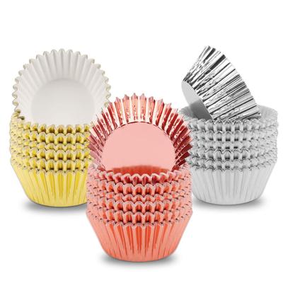 100 Stück Kuchenförmchen, fettdichte, hitzebeständige Aluminiumfolie, Cupcake-Förmchen, Wrapper, Backzubehör