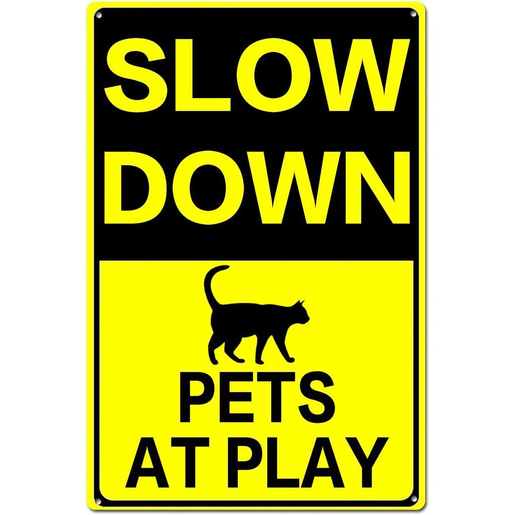 Retro Metalowe Tabliczki Spowalniaj Dzieci i Zwierzęta przy zabawie Plakaty Vintage do Domu Ogrodu Baru Jaskini Mężczyzny Kawiarni Dekoracja Ścienna Biura Prezent