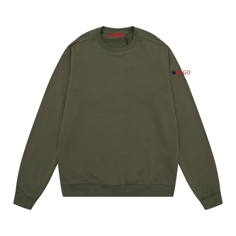 Unisex Stone Compass Badge Basic Pullover Sweatshirt - High-end Casual Round Neck Design for All-Season Comfort