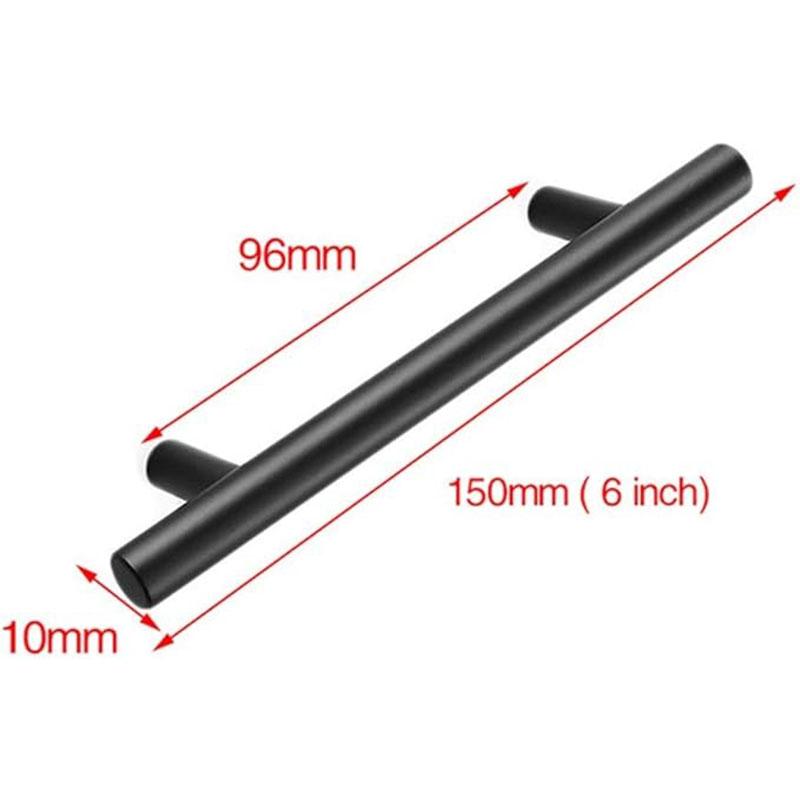 6pack 6'' Cabinet Pulls Matte Black Stainless Steel Kitchen Cabinet Handles Drawer Pulls 6”Length, 4” Hole Center