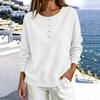 Women's Button Front Neck Pullover Sweatshirt Long Sleeve Color
