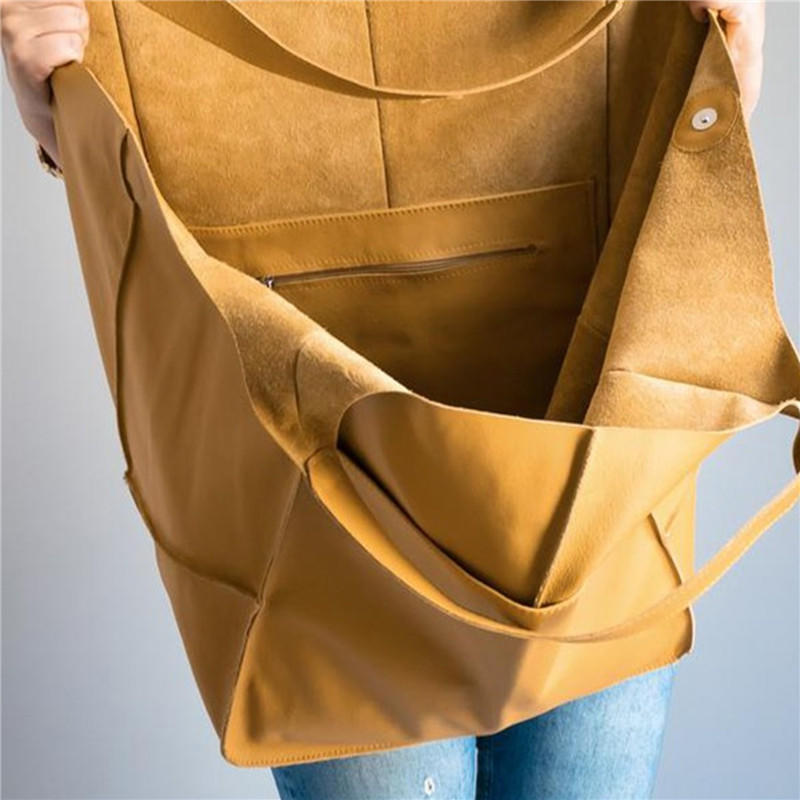 Women Large Capacity PU Leather Handbag Retro Fashion European And American Casual Soft One-Shoulder Diagonal Bag