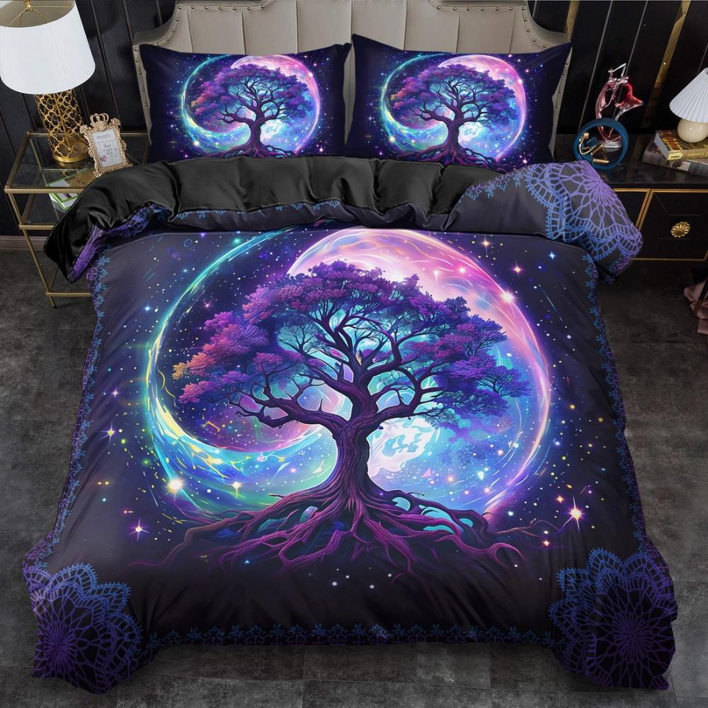 

3pcs Blue Purple Bedding Set Celtic Tree of Life 3D Print Cozy Soft Duvet Cover King Queen Twin Size Birthday Gift Bedroom Decor EU Single 135x200cm
