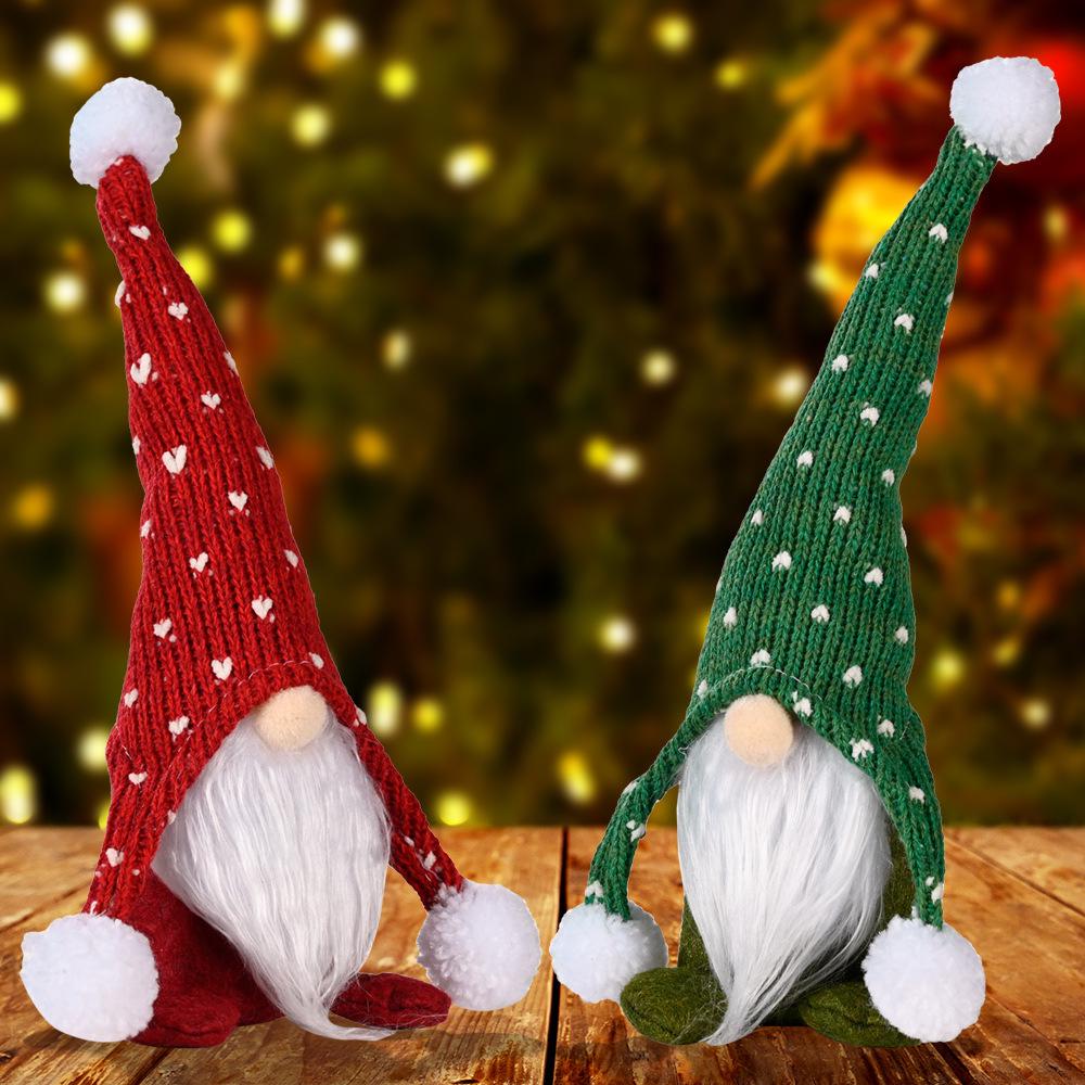 Christmas Faceless Rudolf Doll with Knitted Hat Ornament