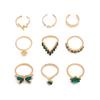 Butterfly Diamond Nine-piece Ring Geometric Star Animal Diamond Imitation Gemstone Jewelry Set