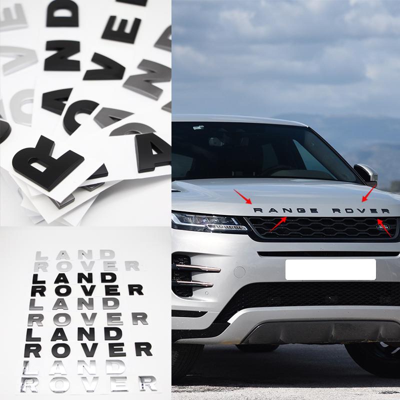 Premium 3D ABS Land Rover Letters Car Front Hood Bonnet Emblem Replacement Accessories For Land Rover Discovery Defender Evoque BQ9