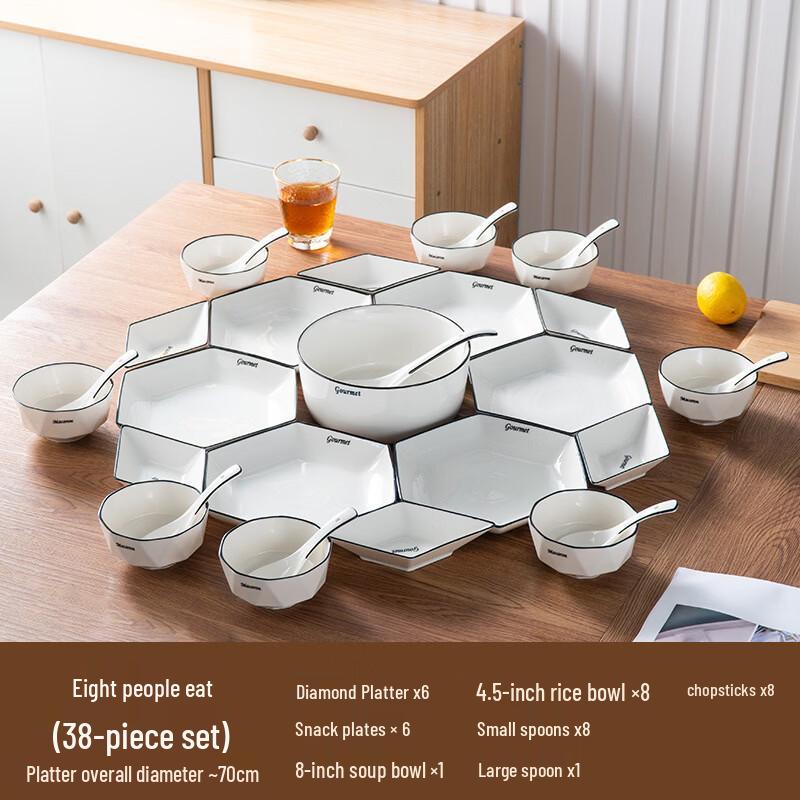 Nordic Minimalist French-Diamond Dinnerware Set