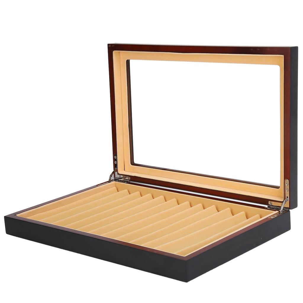 12 Digit Wooden Fountain Pen Display Case Black Baking Varnish Pen Storage Gift Box