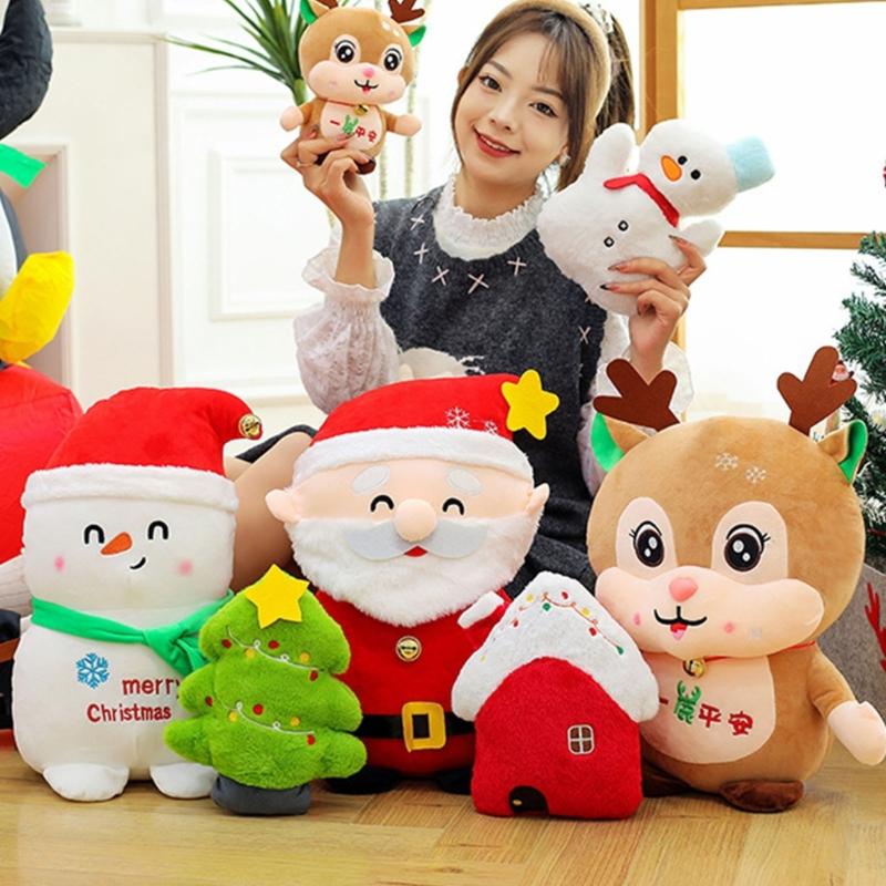 Christmas Plush Doll Christmas Stuffe Animal Toy Table Ornament Christmas Reindeer Plush Toy Gift for Women Girls