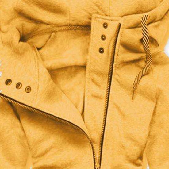 Women Fashion Long Sleeve Drawstring Hooded Slim Jacket Coat Zipper Outerwear