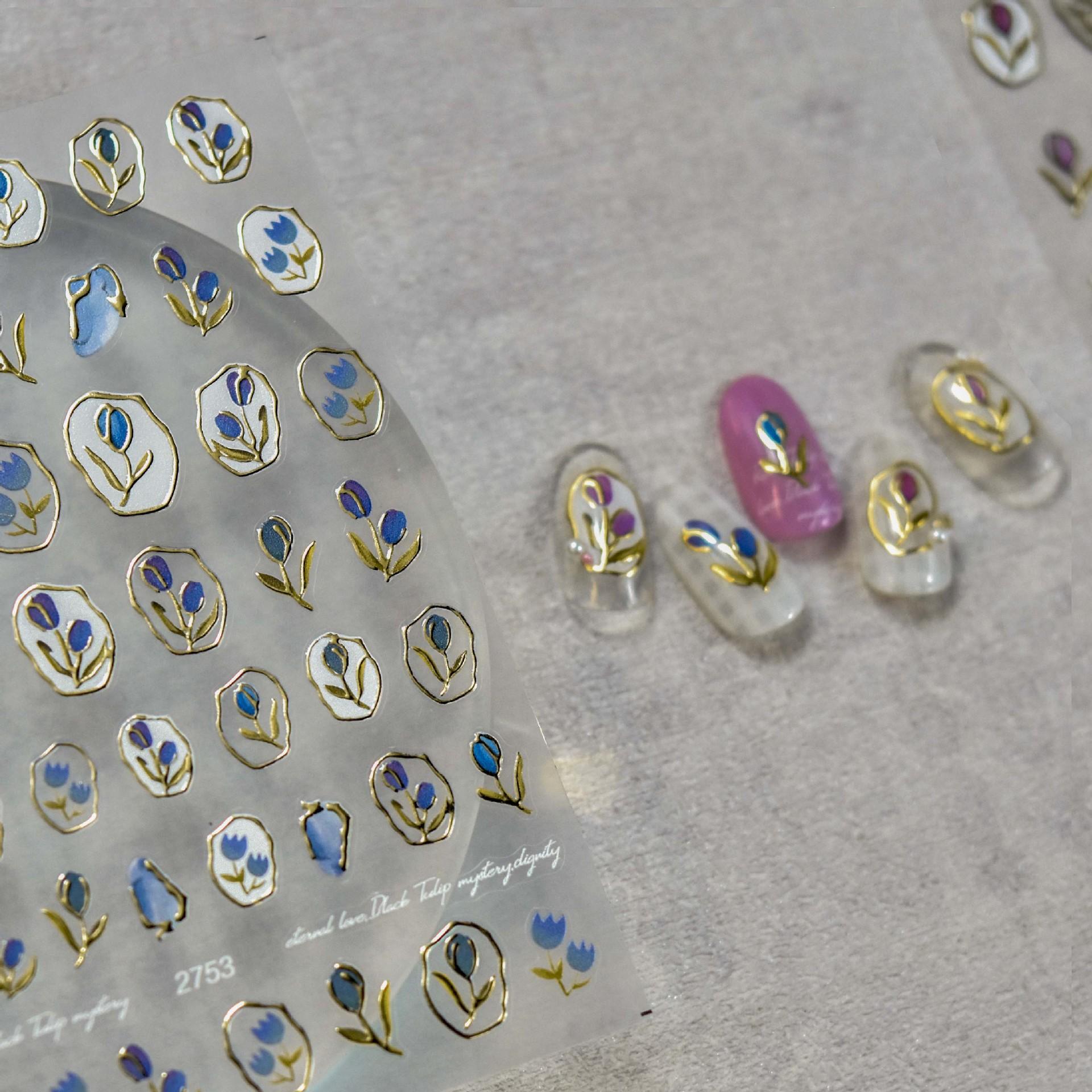 Позолоченные наклейки для ногтей «Тюльпан Пномпень» Сделай сам Изготовление креативных — фото 4