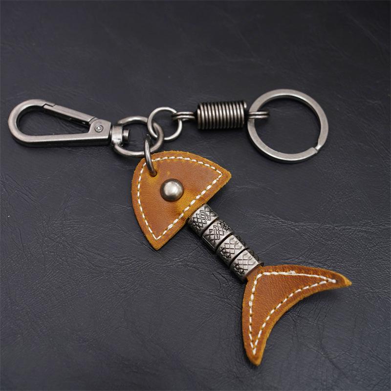 Japanese Retro Leather Fish-Shaped Keychain