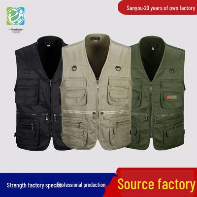 Gilet da Pesca da Uomo Traspirante con Tasche Multiple per Primavera/Autunno