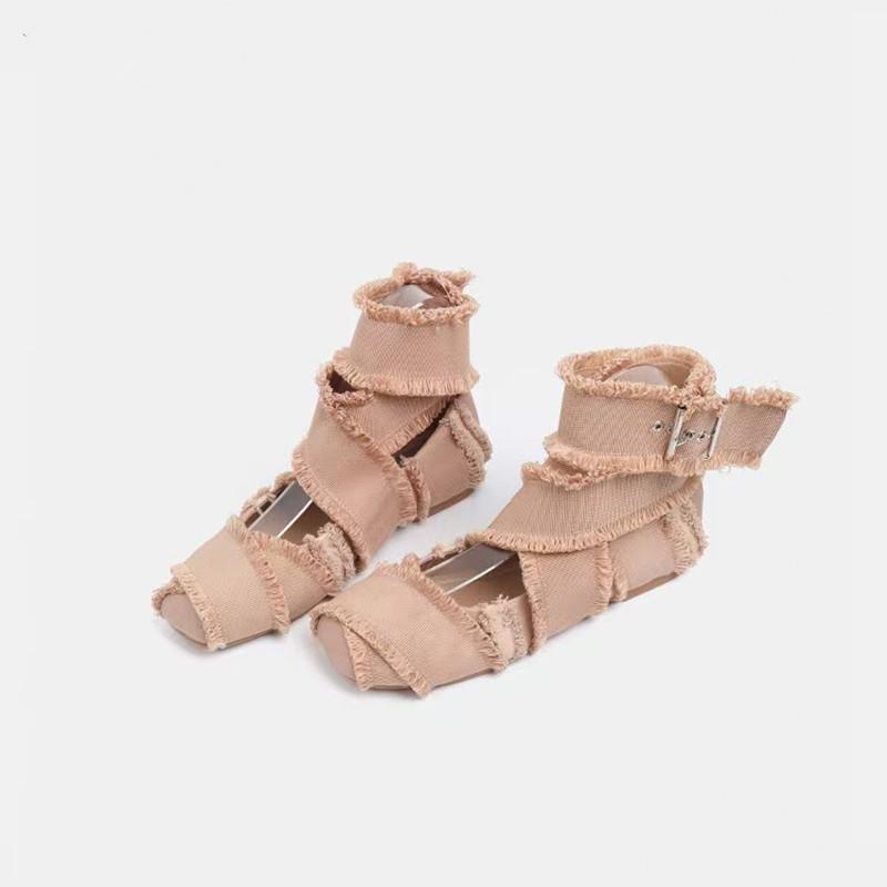Fashion Vintage Tassel Canvas Women Ballet Flats Spring Autumn Soft Soles Dance Walking Shoes Fashion Ankle Strap Mary Janes Girls Shoes