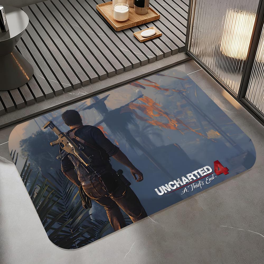 Game U-Uncharted Floor Mat Diatomite Bath Mat, Quick Dry Absorbent Non-Slip Door Mat