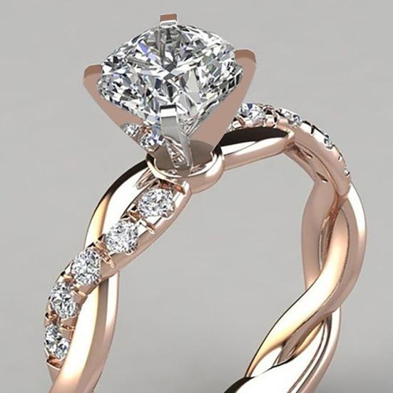 Damen Exquisiter Romantischer Strass Verdrehter Verlobungsring Schmuck Accessoire