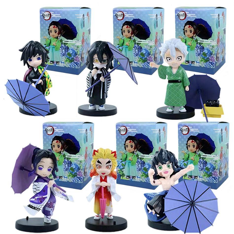 In Stock 12cm Kawaii Demon Slayer Plum Rain Series with Box Handmade Model No Yaiba Kamado Nezuko Action Figure Ornament Gift