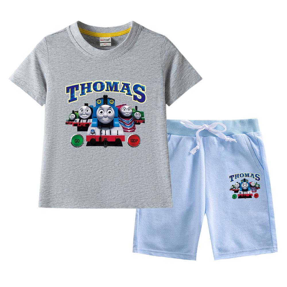 Thomas Kids Boys' 2023 Cotton Summer Set: Short Sleeve T-shirt & Capris 2-Piece
