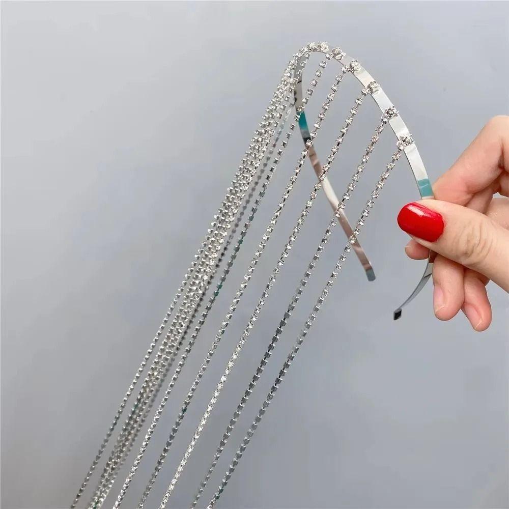 Long Tassel Rhinestone Headband Sparkly Crystal Hair Accessories Gorgeous Hair Hoop  Girls