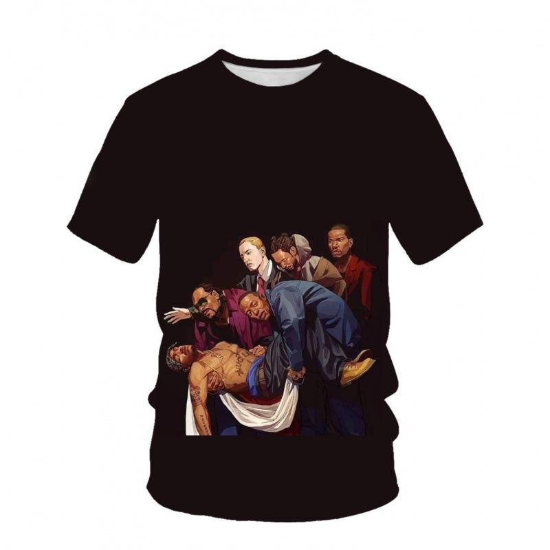 Round Neck 3D Character Pattern Print T-shirts Casual Short Sleeved Men's T-shirts - Soft Medium Stretch Polyester Fabric Summer Relaxed Fit Clothing