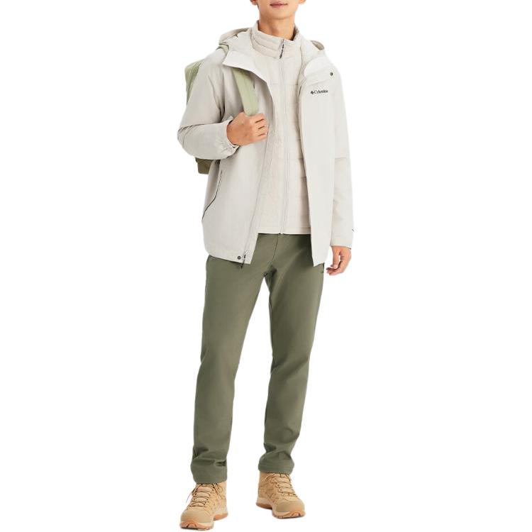 Columbia Cam Heights 2 Solid Logo Hooded Down Inner Layer 3 In 1 Waterproof Windproof Warm Jacket Unisex jackets Off-White XE1504-278