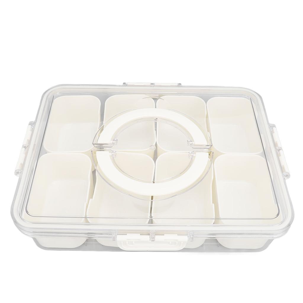 Divided Serving Box with Transparent Lid Removable Handle Snap Lock Portable Snack Platter for