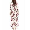 Women's Casual 3/4 Sleeve V-Neck Floral Print Maxi A-Line Beach Dress