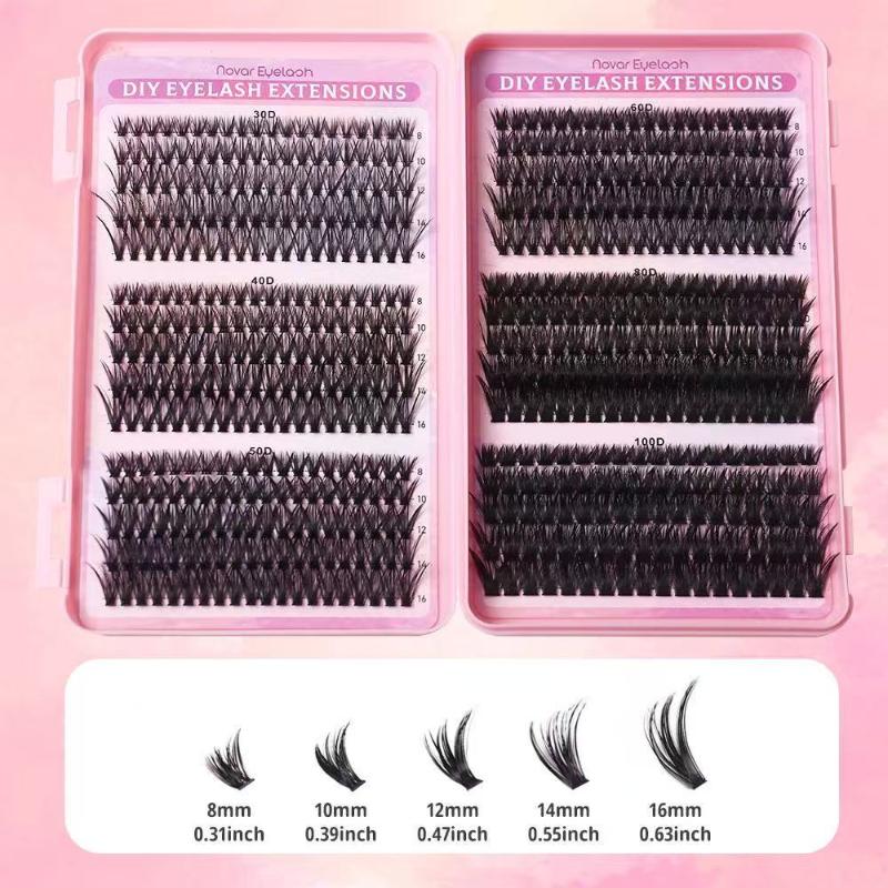 Natural Cluster Lashes Kit 30D-100D Segmented D Curl Eyelash Extension Eyelash Grafting Individual False Eyelashes Fluffy Makeup