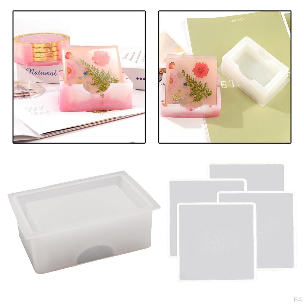 3.5 Inch Resin Coaster , 4 Epoxy Silicone with Holder for Making Ornaments, Kids,