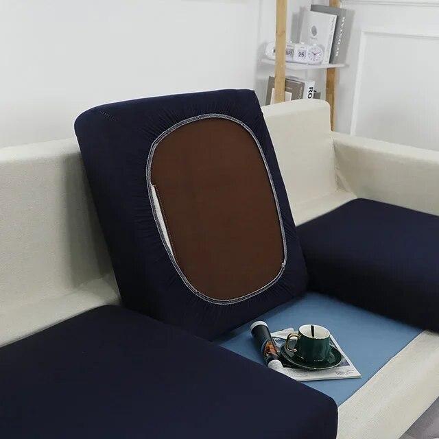 Einfarbiger Sofa-Sitzkissenbezug, Stretch-Spandex-Sofa-Schonbezüge, L-förmiger Ecksofa-Bezug für Wohnzimmer, Zuhause, Haustiere