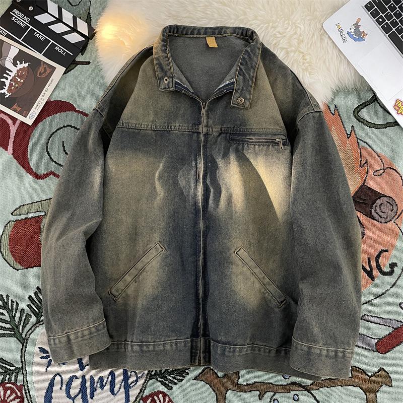 

Американская весенне-осенняя новая джинсовая куртка мужская уличная свободная вываренная потертая повседневная кардиган на молнии 3XL