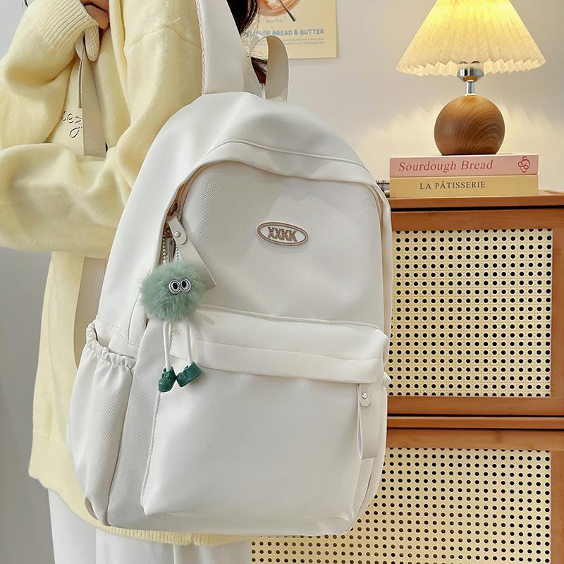 Solid Color Student School Bag Women's Large Capacity Backpack Campus Backpack