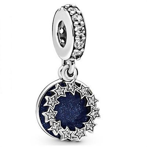 Bracelet Blue Transparent Shining Round String Mother'S Day Beaded Pendant Silver Plated Bracelet Bracelet Loose Beads