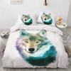 Wolf Duvet Cover Set Black White Wolf Yin and Yang Pattern Wild Animals Comforter Cover King Queen Size for Kid Boys Bedding Set