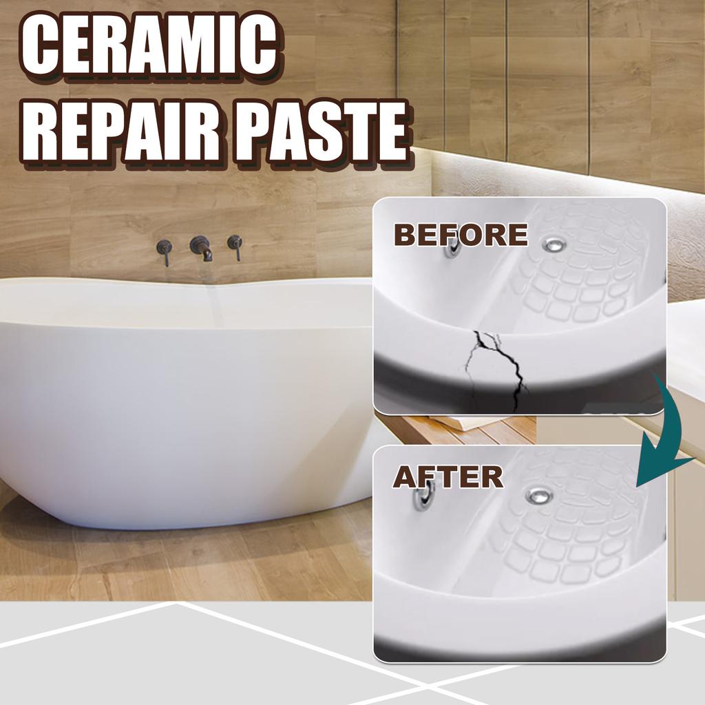 Ceramic Tile Repair Paste Fixing Cracks Scratches and Holes in Bathroom Floor Bathtub Toilet Sink Restoration DIY Home