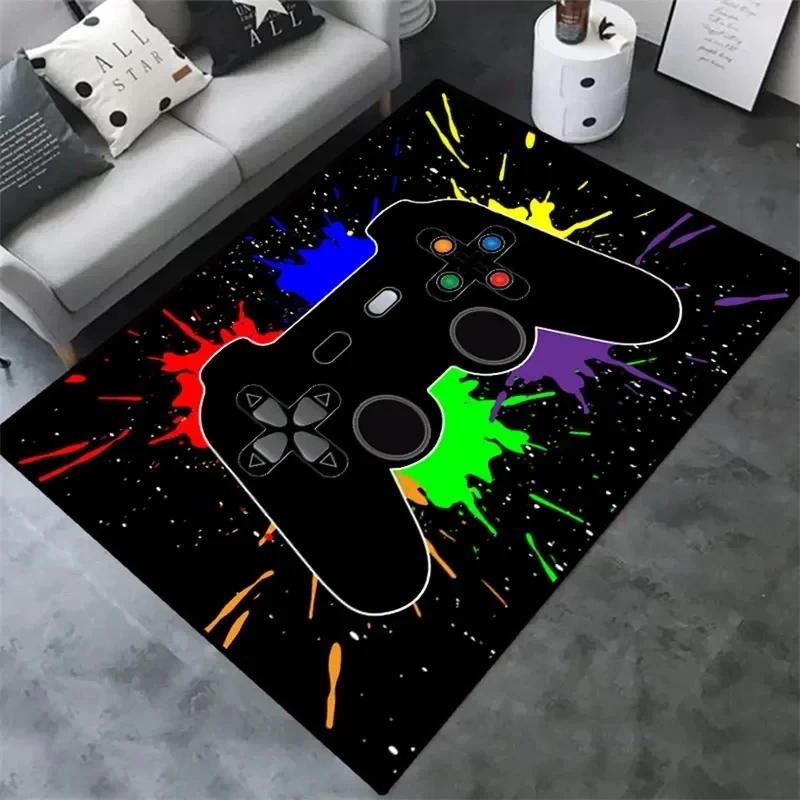 Gamer Rugs for Bedroom Playroom Boys Teen Game Gamepad Carpet Bathroom Kitchen Living Room Floor Mat Home Decor Non-Slip Doormat