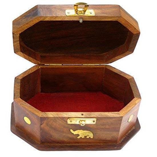 15.24cm Wooden Jewelry Box for Women Elephant Decor Jewelry Organizer