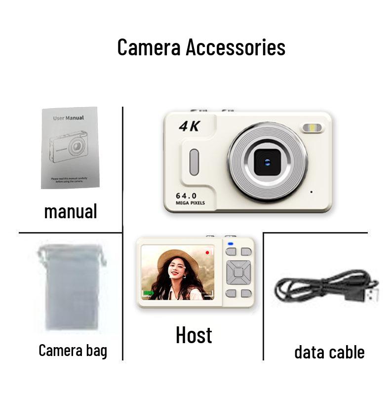 8MP CCD HD Digital Camera for Students & Kids, 64MP Photo, Home Video Camcorder